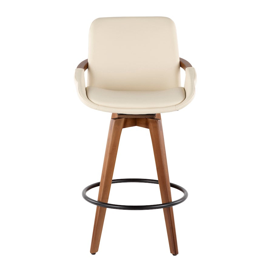 LumiSource Cosmo Counter Stool | Walnut Bamboo and Cream Faux Leather | Kitchen Island & Breakfast Bar Seating | Model B26-COSMOWL-CR
