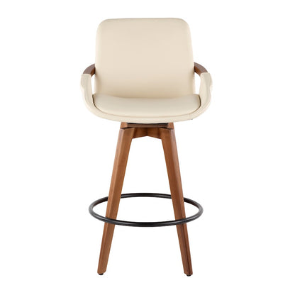 LumiSource Cosmo Counter Stool | Walnut Bamboo and Cream Faux Leather | Kitchen Island & Breakfast Bar Seating | Model B26-COSMOWL-CR