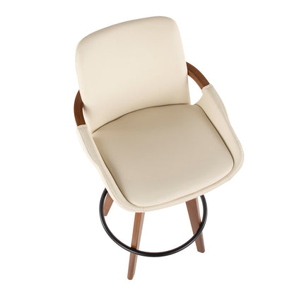 LumiSource Cosmo Counter Stool | Walnut Bamboo and Cream Faux Leather | Kitchen Island & Breakfast Bar Seating | Model B26-COSMOWL-CR