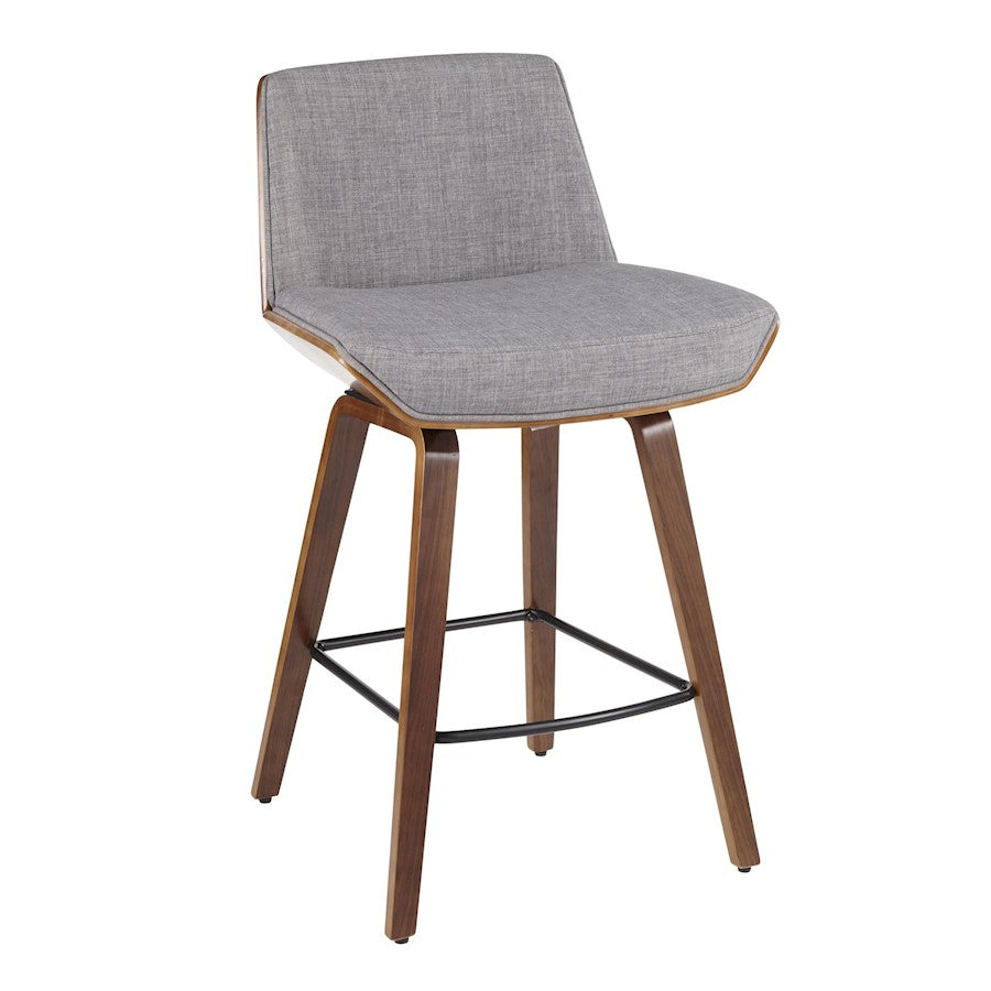 LumiSource Corazza Counter Stool | Walnut Wood and Light Grey Fabric | Kitchen Island & Breakfast Bar Seating | Model B26-CRZZXWL-LGY