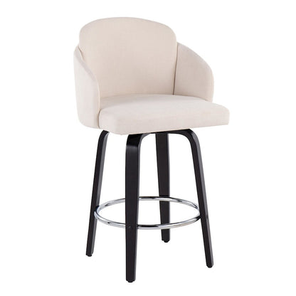 LumiSource Dahlia Counter Stool Set of 2 | Black Wood and Cream Fabric with Chrome Accents | Kitchen Island & Breakfast | Model B26-DAHLIA-R2BKCR2