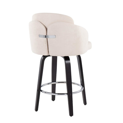 LumiSource Dahlia Counter Stool Set of 2 | Black Wood and Cream Fabric with Chrome Accents | Kitchen Island & Breakfast | Model B26-DAHLIA-R2BKCR2