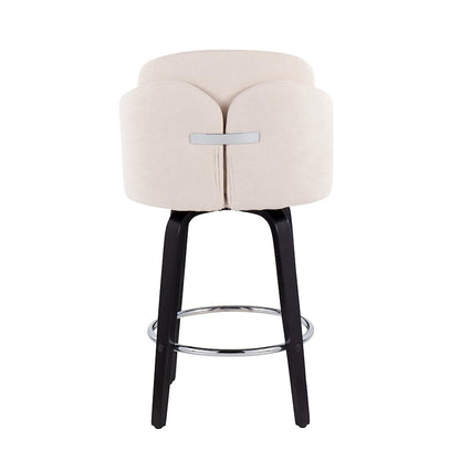 LumiSource Dahlia Counter Stool Set of 2 | Black Wood and Cream Fabric with Chrome Accents | Kitchen Island & Breakfast | Model B26-DAHLIA-R2BKCR2