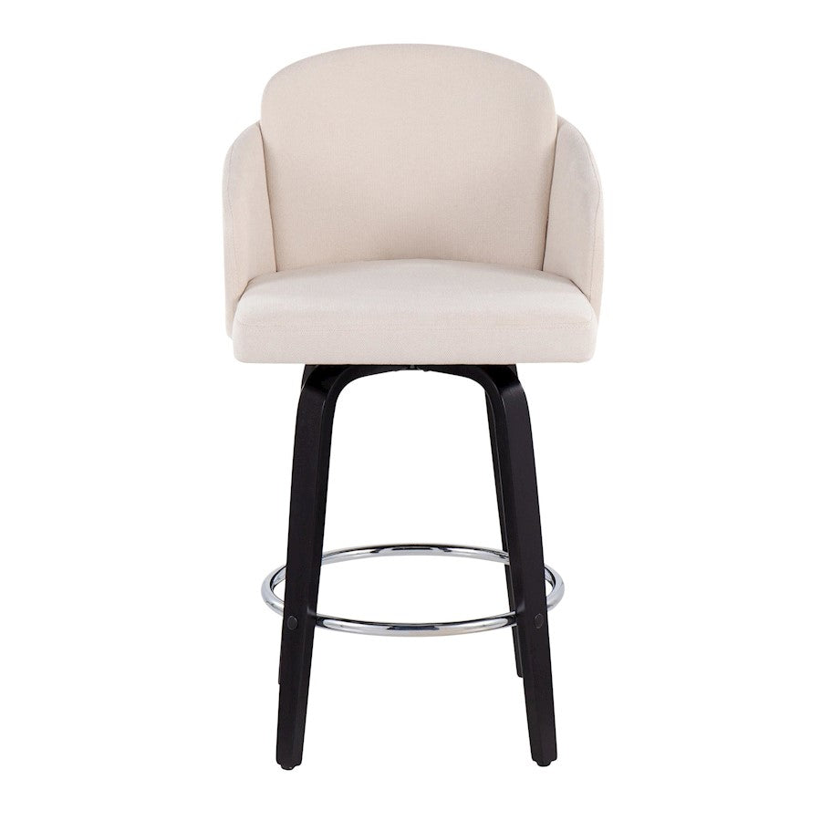 LumiSource Dahlia Counter Stool Set of 2 | Black Wood and Cream Fabric with Chrome Accents | Kitchen Island & Breakfast | Model B26-DAHLIA-R2BKCR2