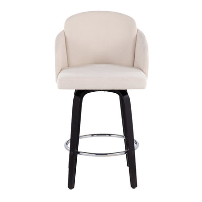 LumiSource Dahlia Counter Stool Set of 2 | Black Wood and Cream Fabric with Chrome Accents | Kitchen Island & Breakfast | Model B26-DAHLIA-R2BKCR2