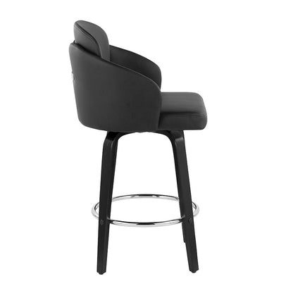 LumiSource Dahlia 25in Counter Stool Set of 2 | Contemporary Black Wood, Black PU, Chrome | Kitchen Island & Breakfast | Model B26-DAHLIA-R2BKPUBK2