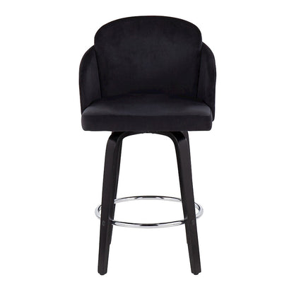 LumiSource Dahlia 25in Counter Stool Set of 2 | Contemporary Black Wood, Black Velvet, Chrome & Gold | Kitchen Island | Model B26-DAHLIA-R2BKVBK2