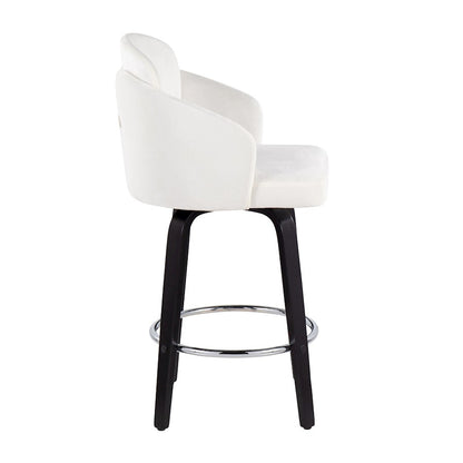 LumiSource Dahlia 25in Counter Stool Set/2 | Black Wood Cream Velvet Chrome Gold | Kitchen Island & Bar Seating | Model B26-DAHLIA-R2BKVCR2