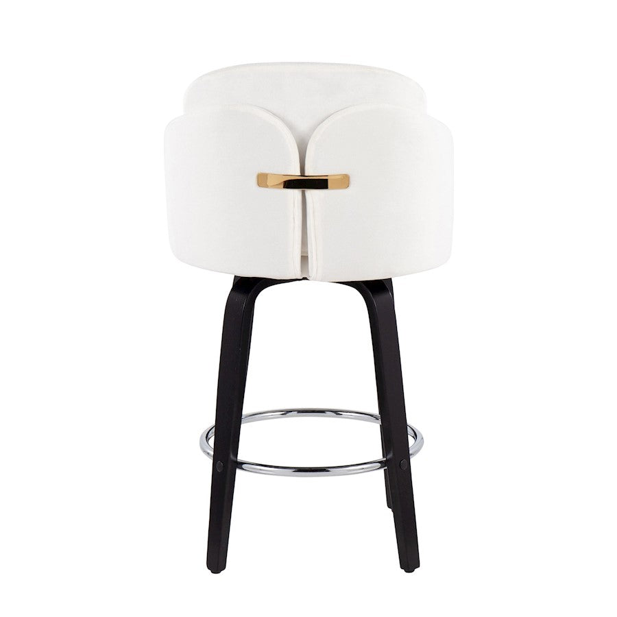 LumiSource Dahlia 25in Counter Stool Set/2 | Black Wood Cream Velvet Chrome Gold | Kitchen Island & Bar Seating | Model B26-DAHLIA-R2BKVCR2