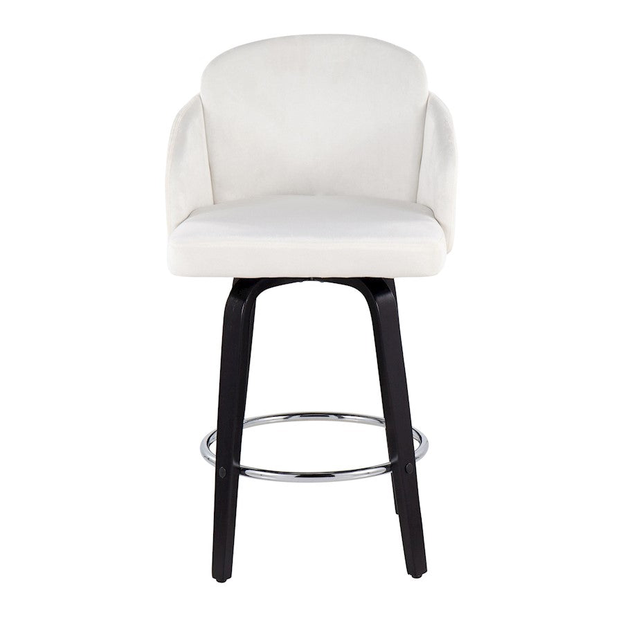 LumiSource Dahlia 25in Counter Stool Set/2 | Black Wood Cream Velvet Chrome Gold | Kitchen Island & Bar Seating | Model B26-DAHLIA-R2BKVCR2