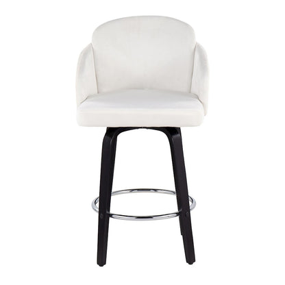LumiSource Dahlia 25in Counter Stool Set/2 | Black Wood Cream Velvet Chrome Gold | Kitchen Island & Bar Seating | Model B26-DAHLIA-R2BKVCR2
