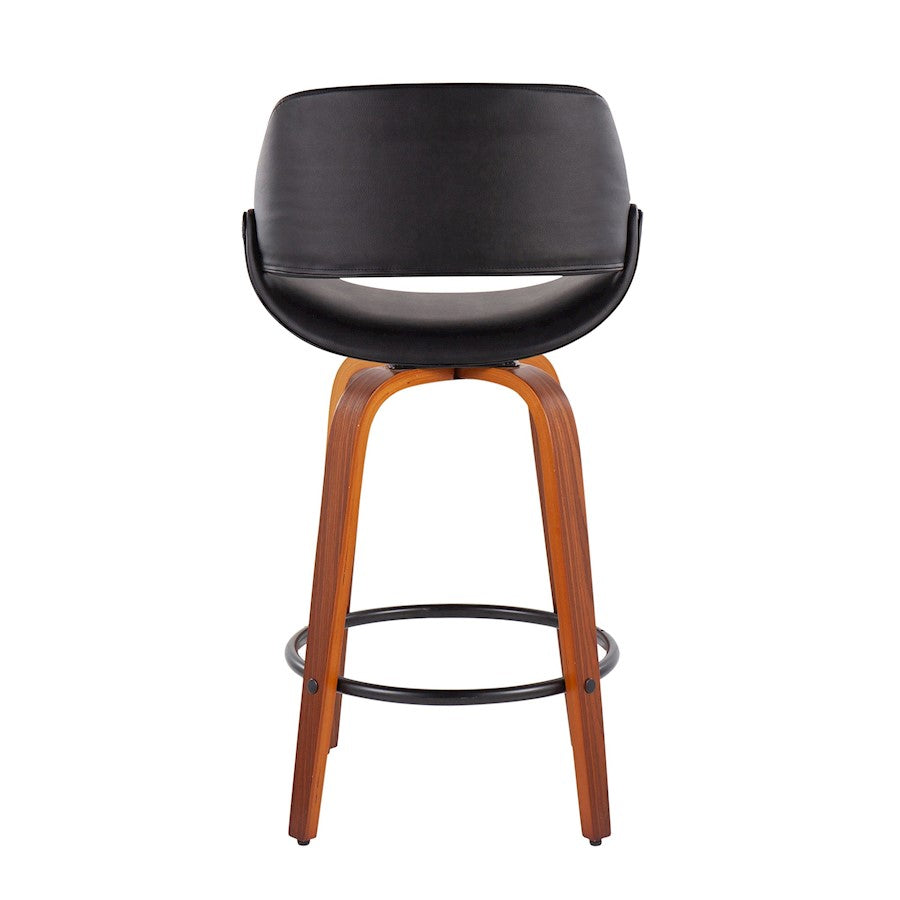 LumiSource Fabrico Counter Stool Set/2 | Mid-Century Walnut Wood & Black PU | Kitchen Island & Breakfast Bar Seating | Model B26-FBCOPU-SWVQ2WLBK2