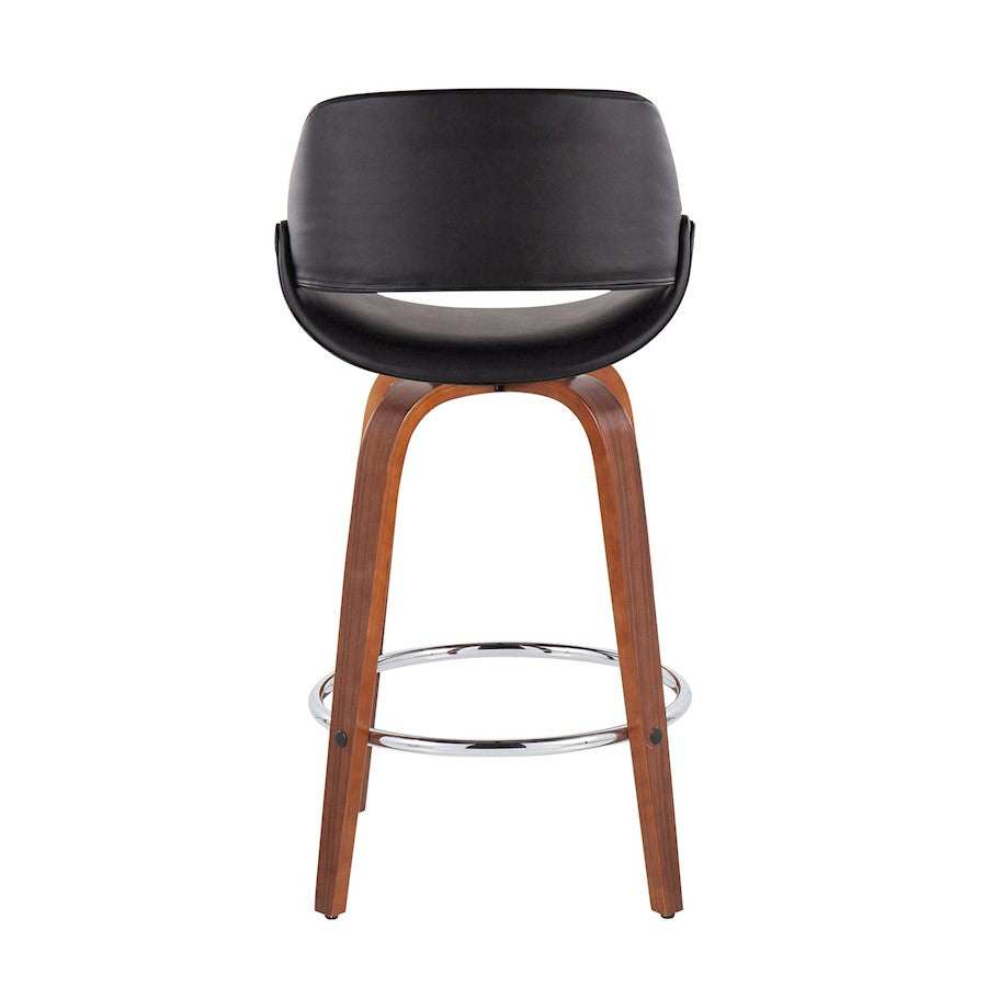 LumiSource Fabrico Counter Stool Set/2 | Mid-Century Walnut Wood & Black PU | Kitchen Island & Breakfast Bar Seating | Model B26-FBCOPU-SWVR2WLBK2