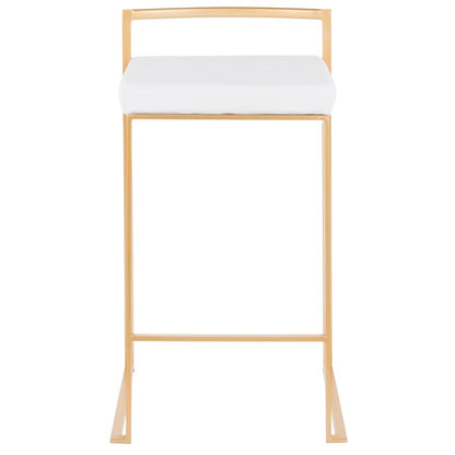 LumiSource Fuji Counter Stool Set of 2 | Glam Gold Metal and White Velvet | Kitchen Island & Dining Bar Seating | Model B26-FUJIAU-VW2