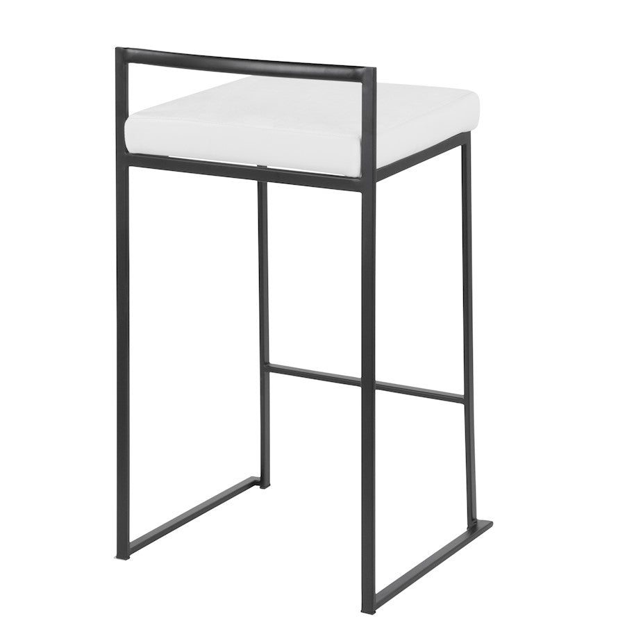 LumiSource Fuji Stackable Counter Stool Set of 2 | Contemporary Black Metal and White Velvet | Kitchen Island & Dining Counter | Model B26-FUJIBK-VW2
