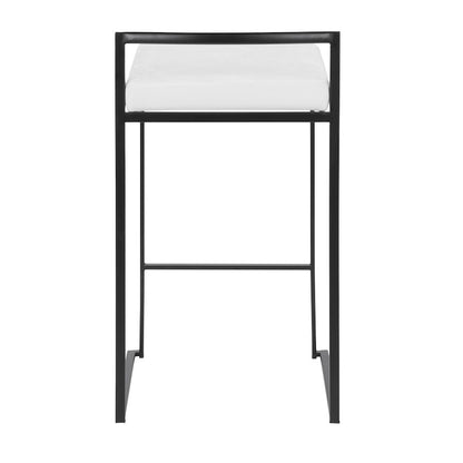 LumiSource Fuji Stackable Counter Stool Set of 2 | Contemporary Black Metal and White Velvet | Kitchen Island & Dining Counter | Model B26-FUJIBK-VW2