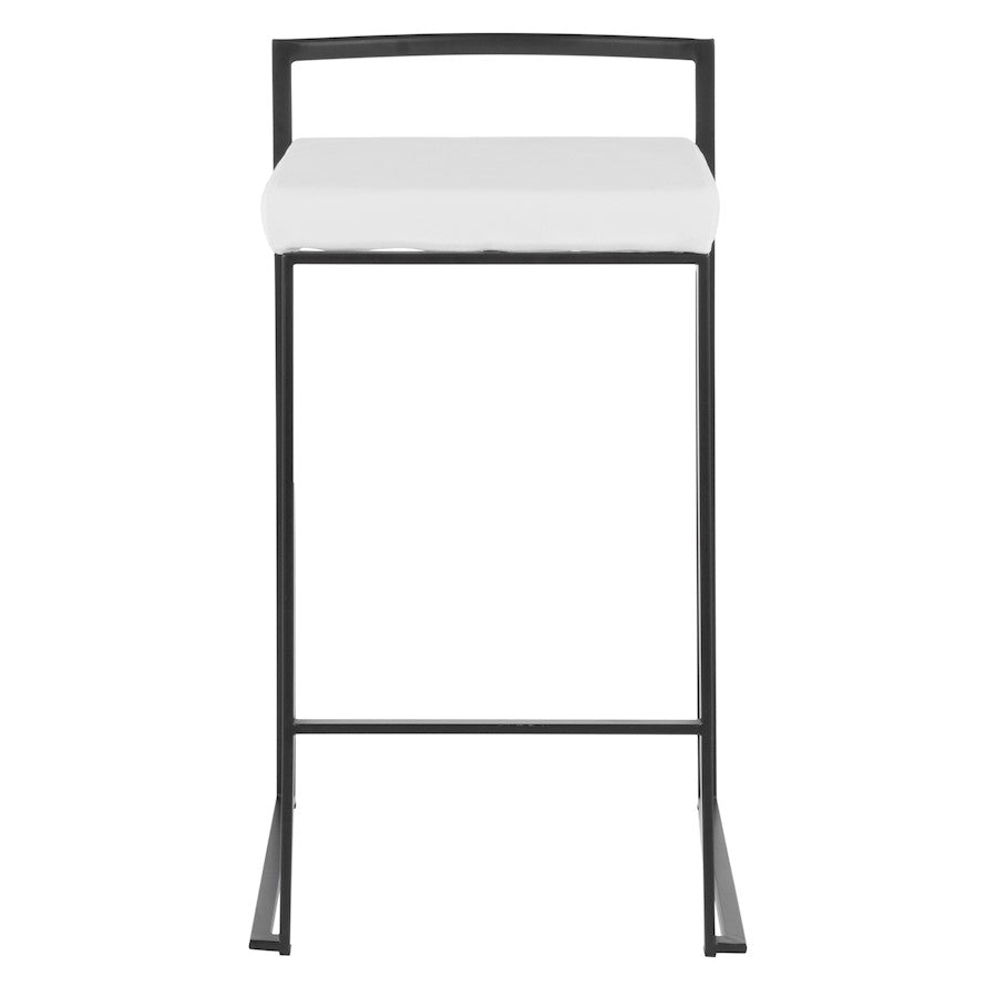 LumiSource Fuji Stackable Counter Stool Set of 2 | Contemporary Black Metal and White Velvet | Kitchen Island & Dining Counter | Model B26-FUJIBK-VW2