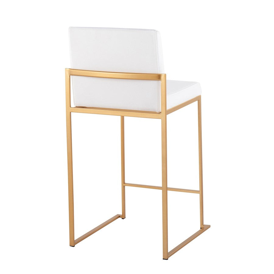 LumiSource Fuji High Back Counter Stool Set of 2 | Gold Steel and White Velvet | Kitchen Island & Breakfast Bar Seating | Model B26-FUJIHBAUVW2