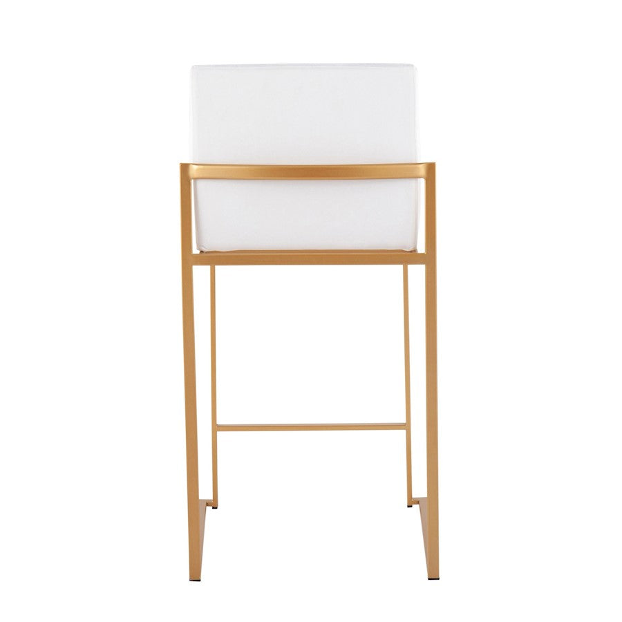 LumiSource Fuji High Back Counter Stool Set of 2 | Gold Steel and White Velvet | Kitchen Island & Breakfast Bar Seating | Model B26-FUJIHBAUVW2