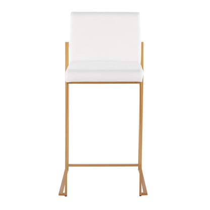 LumiSource Fuji High Back Counter Stool Set of 2 | Gold Steel and White Velvet | Kitchen Island & Breakfast Bar Seating | Model B26-FUJIHBAUVW2