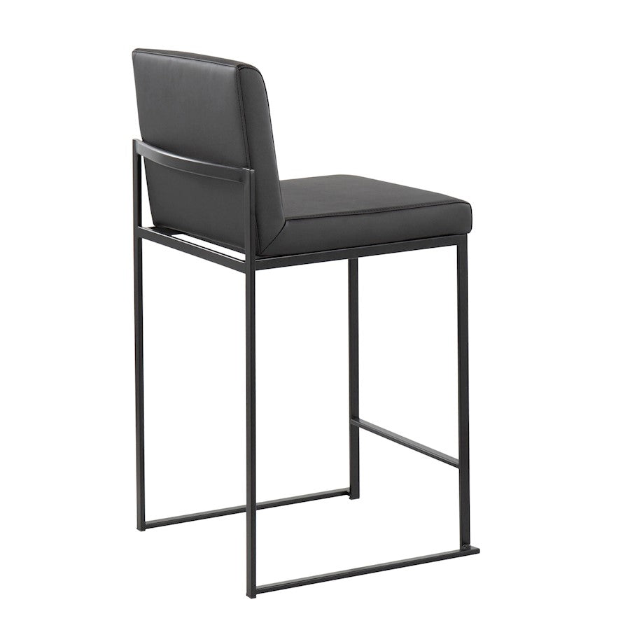 LumiSource Fuji High Back Counter Stool Set of 2 | Contemporary Black Steel and Black PU | Kitchen Island & Bar Seating | Model B26-FUJIHBBKBK2