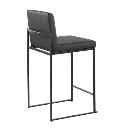 LumiSource Fuji High Back Counter Stool Set of 2 | Contemporary Black Steel and Black PU | Kitchen Island & Bar Seating | Model B26-FUJIHBBKBK2