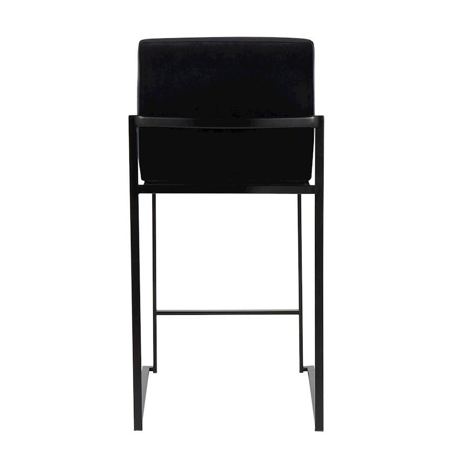 LumiSource Fuji High Back Counter Stool Set of 2 | Black Velvet on Black Steel Frame | Kitchen Island & Breakfast Bar | Model B26-FUJIHBBKVBK2