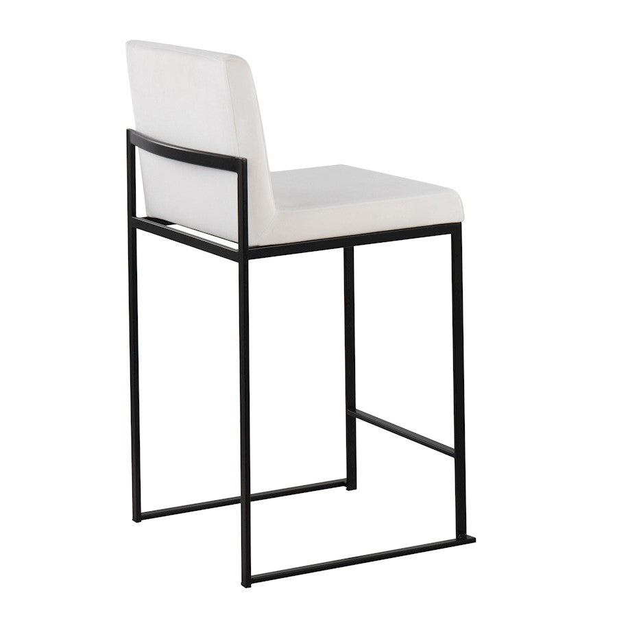 LumiSource Fuji High Back Counter Stool Set of 2 | White Velvet on Black Steel Frame | Kitchen Island & Breakfast Bar Seating | Model B26-FUJIHBBKVW2