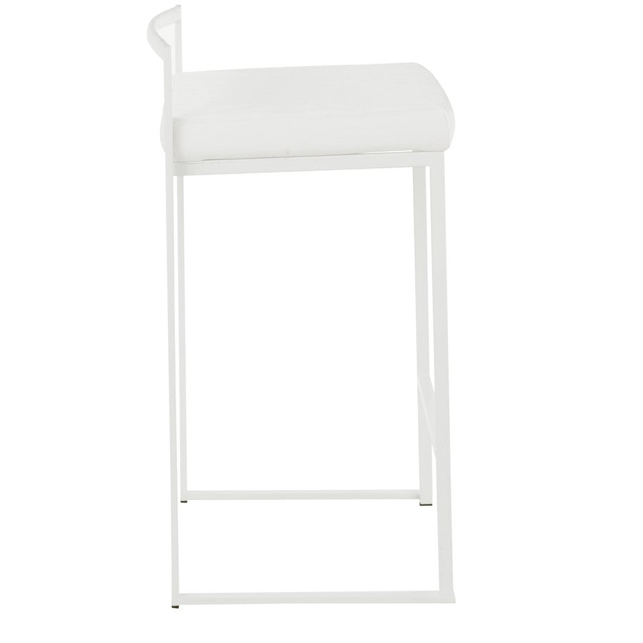 LumiSource Fuji 31in Counter Stool Set of 2 | Contemporary White Metal Frame with White Velvet Seat | Kitchen Island & Dining | Model B26-FUJIW-VW2