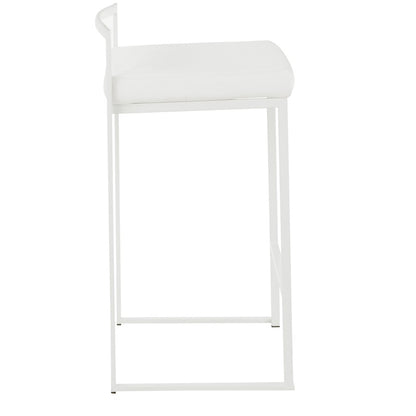LumiSource Fuji 31in Counter Stool Set of 2 | Contemporary White Metal Frame with White Velvet Seat | Kitchen Island & Dining | Model B26-FUJIW-VW2