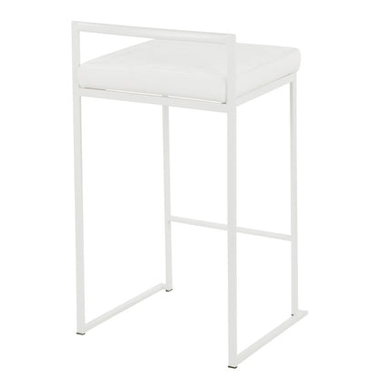 LumiSource Fuji 31in Counter Stool Set of 2 | Contemporary White Metal Frame with White Velvet Seat | Kitchen Island & Dining | Model B26-FUJIW-VW2