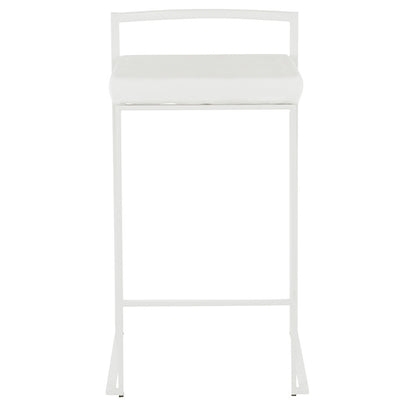LumiSource Fuji 31in Counter Stool Set of 2 | Contemporary White Metal Frame with White Velvet Seat | Kitchen Island & Dining | Model B26-FUJIW-VW2