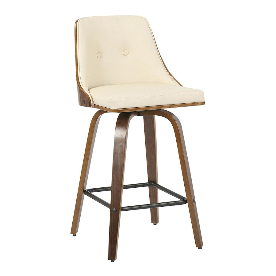 LumiSource Gianna Counter Stool Set/2 | Mid-Century Walnut, Cream PU, Black Metal | Kitchen Island & Breakfast Bar Seating | Model B26-GNN2-SWVXWLCR2