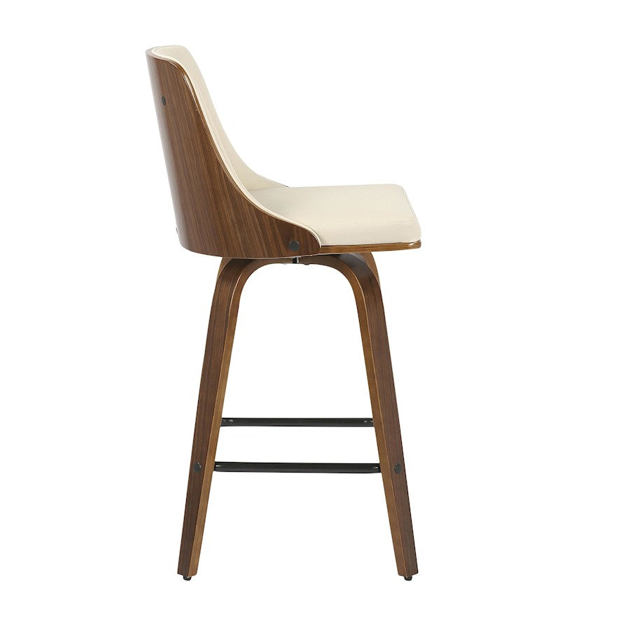 LumiSource Gianna Counter Stool Set/2 | Mid-Century Walnut, Cream PU, Black Metal | Kitchen Island & Breakfast Bar Seating | Model B26-GNN2-SWVXWLCR2