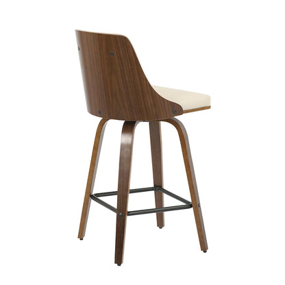 LumiSource Gianna Counter Stool Set/2 | Mid-Century Walnut, Cream PU, Black Metal | Kitchen Island & Breakfast Bar Seating | Model B26-GNN2-SWVXWLCR2