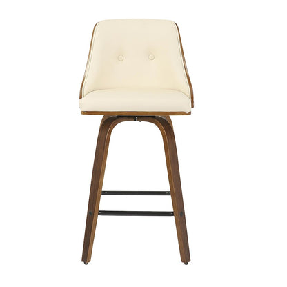 LumiSource Gianna Counter Stool Set/2 | Mid-Century Walnut, Cream PU, Black Metal | Kitchen Island & Breakfast Bar Seating | Model B26-GNN2-SWVXWLCR2