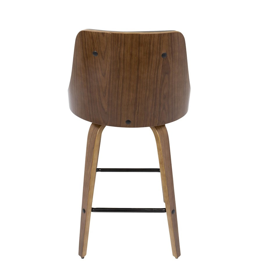 LumiSource Gianna Counter Stool Set/2 | Mid-Century Walnut, Grey PU, Black Metal | Kitchen Island & Breakfast Bar Seating | Model B26-GNN2-SWVXWLGY2