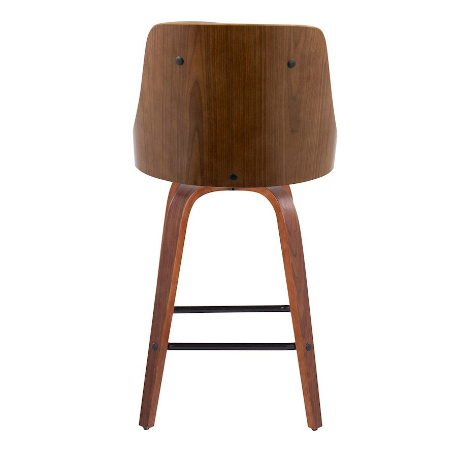 LumiSource Gianna Counter Stool Set/2 | Mid-Century Walnut Wood, Light Grey PU & Black Metal | Kitchen Island & Bar | Model B26-GNN2-SWVXWLLGY2