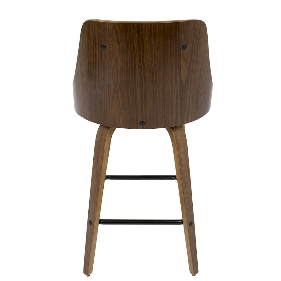 LumiSource Gianna Counter Stool Set/2 | Mid-Century Walnut Wood, White PU & Black Metal | Kitchen Island & Bar Seating | Model B26-GNN2-SWVXWLW2