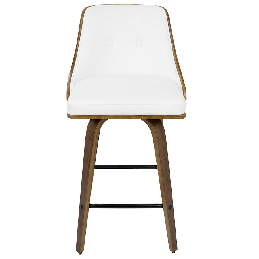 LumiSource Gianna Counter Stool Set/2 | Mid-Century Walnut Wood, White PU & Black Metal | Kitchen Island & Bar Seating | Model B26-GNN2-SWVXWLW2