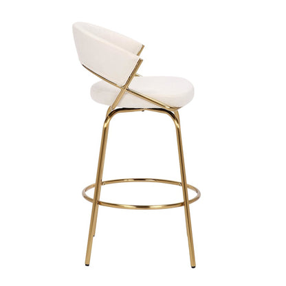 LumiSource Jie Counter Stool Set/2 | Glam Gold Metal & Cream Velvet | Kitchen Island & Bar Seating | 23 x 23 x 35.75 in | Model B26-JIECLAIRE-G2AUVCR2