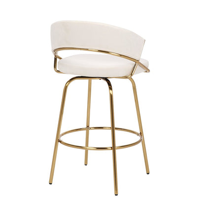 LumiSource Jie Counter Stool Set/2 | Glam Gold Metal & Cream Velvet | Kitchen Island & Bar Seating | 23 x 23 x 35.75 in | Model B26-JIECLAIRE-G2AUVCR2