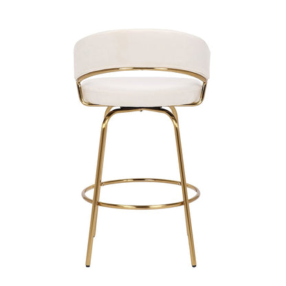 LumiSource Jie Counter Stool Set/2 | Glam Gold Metal & Cream Velvet | Kitchen Island & Bar Seating | 23 x 23 x 35.75 in | Model B26-JIECLAIRE-G2AUVCR2