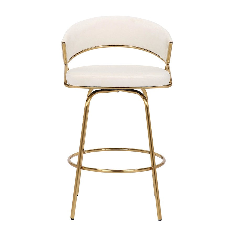 LumiSource Jie Counter Stool Set/2 | Glam Gold Metal & Cream Velvet | Kitchen Island & Bar Seating | 23 x 23 x 35.75 in | Model B26-JIECLAIRE-G2AUVCR2