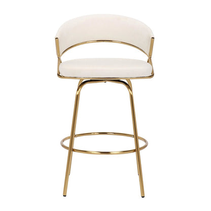 LumiSource Jie Counter Stool Set/2 | Glam Gold Metal & Cream Velvet | Kitchen Island & Bar Seating | 23 x 23 x 35.75 in | Model B26-JIECLAIRE-G2AUVCR2