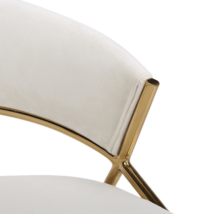 LumiSource Jie Counter Stool Set/2 | Glam Gold Metal & Cream Velvet | Kitchen Island & Bar Seating | 23 x 23 x 35.75 in | Model B26-JIECLAIRE-G2AUVCR2