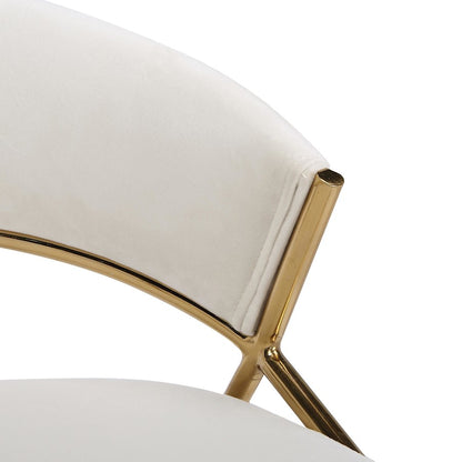 LumiSource Jie Counter Stool Set/2 | Glam Gold Metal & Cream Velvet | Kitchen Island & Bar Seating | 23 x 23 x 35.75 in | Model B26-JIECLAIRE-G2AUVCR2