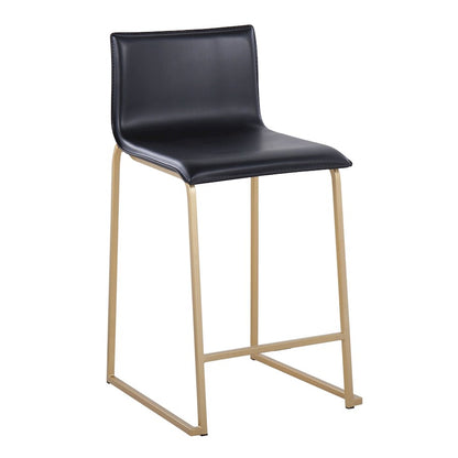LumiSource Mara Counter Stool Set/2 | Contemporary Gold Metal & Black PU | Kitchen Island & Dining Area Seating | Model B26-MARAUPAUBK2