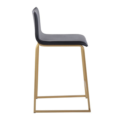 LumiSource Mara Counter Stool Set/2 | Contemporary Gold Metal & Black PU | Kitchen Island & Dining Area Seating | Model B26-MARAUPAUBK2