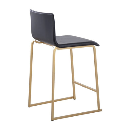 LumiSource Mara Counter Stool Set/2 | Contemporary Gold Metal & Black PU | Kitchen Island & Dining Area Seating | Model B26-MARAUPAUBK2